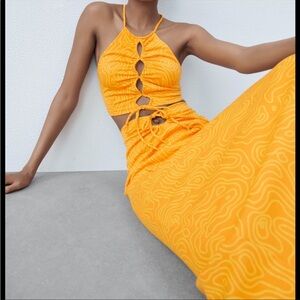 Zara Set Cropped Jacquard Top and Matching Skirt